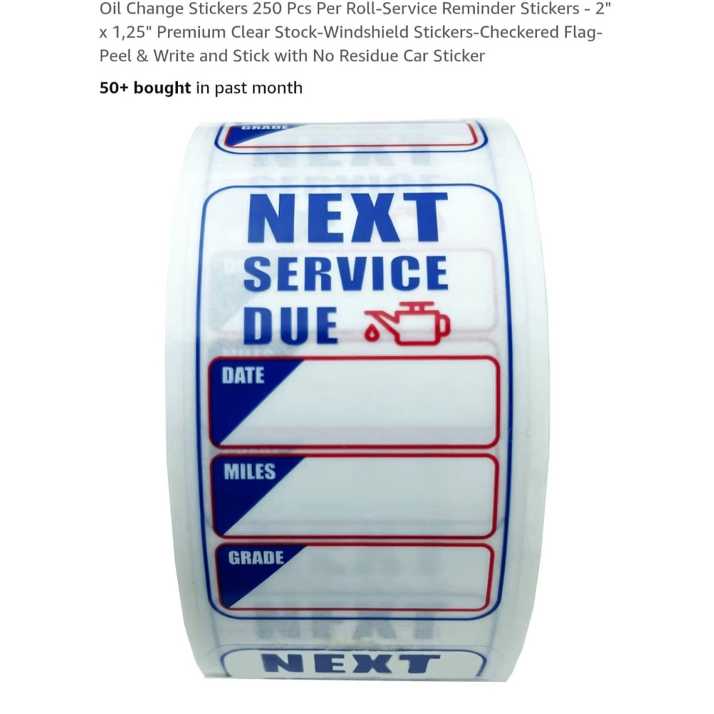 Unbranded Unisex Service Reminder Stickers White Blue 2 x 1.25 inch‎